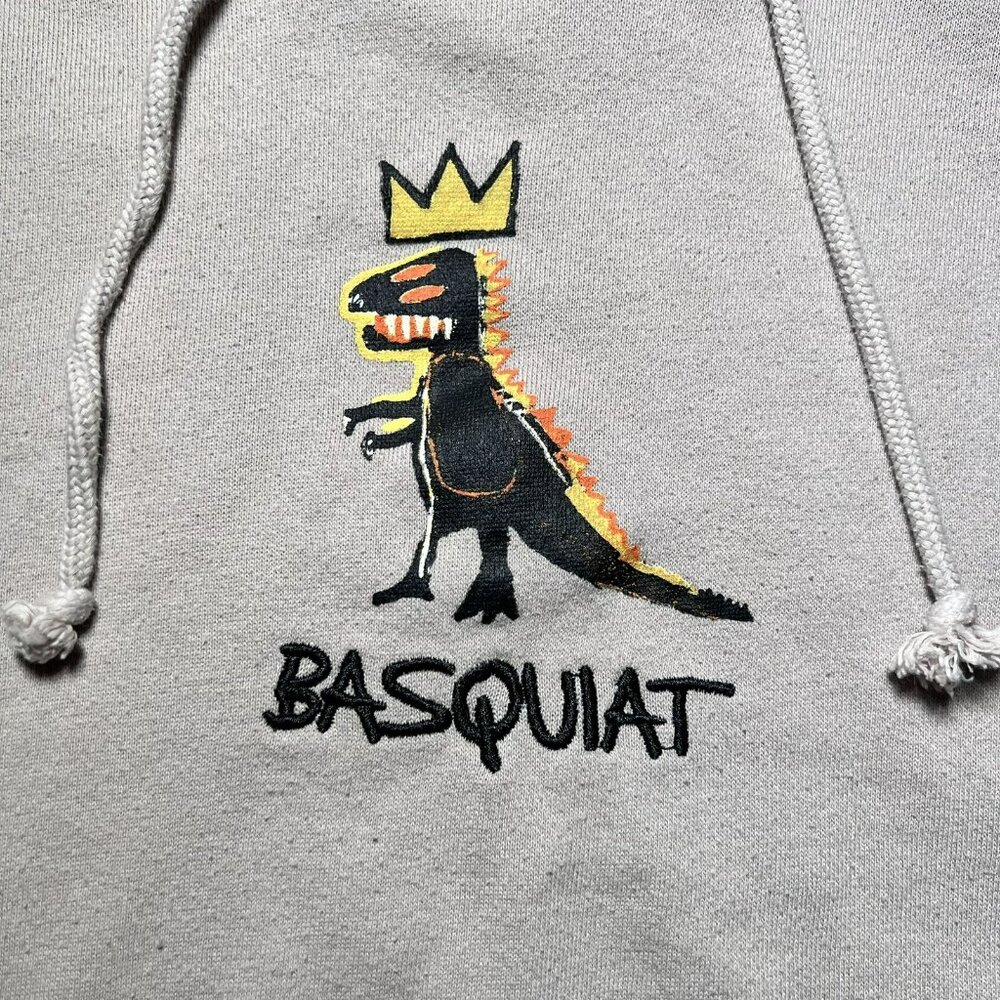 Jean-Michel Basquiat Long Sleeve Hoodie Dinosaur T-Rex Men’s Size Medium - Picture 3 of 8